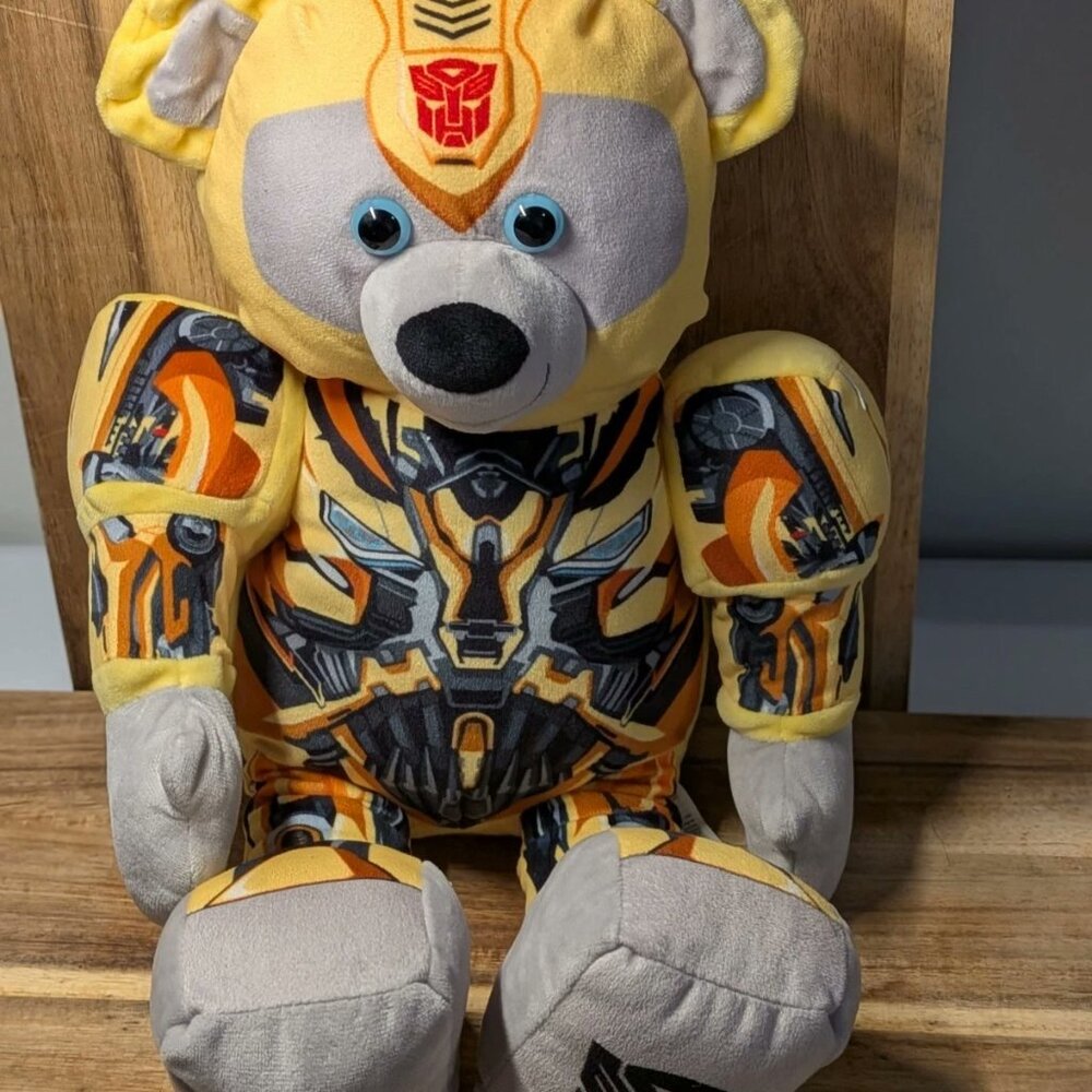 Transformers Bumblebee Build A Bear 2016 Masked Teddy Bear 16" Plush Stuffy